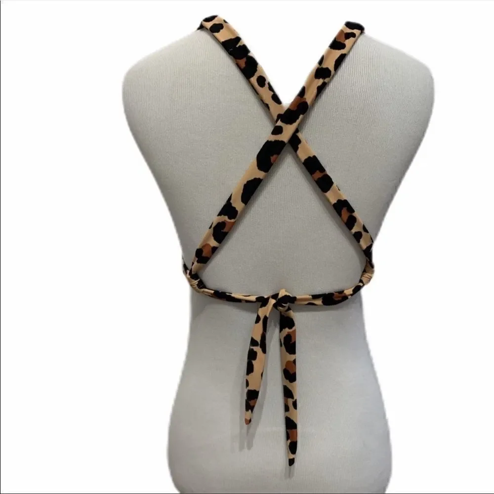 Xhilaration Leopard Tie Back Triangle Bikini Top - Picture 6 of 8